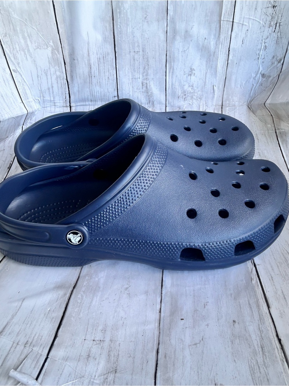 navy blue Crocs Classic Clogs